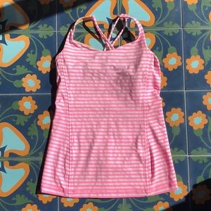 Lululemon Free To Be Tank White Stripe Pink Shell